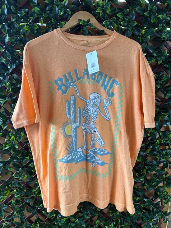 Billabong Other - NWT Billabong Orange Graphic Skeleton Tee with Teal Accents